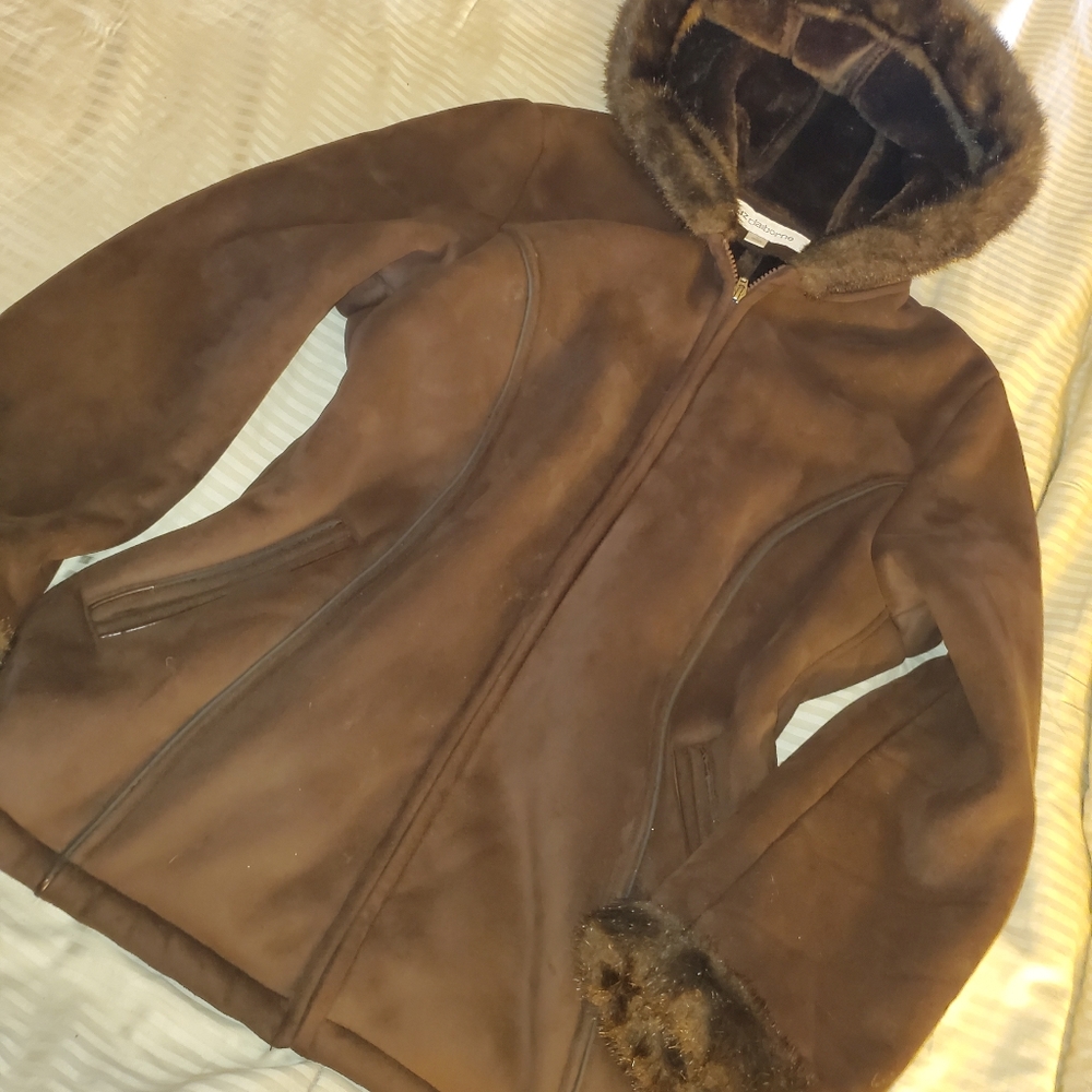 Liz Claiborne Women's Faux Suede Hooded Coat